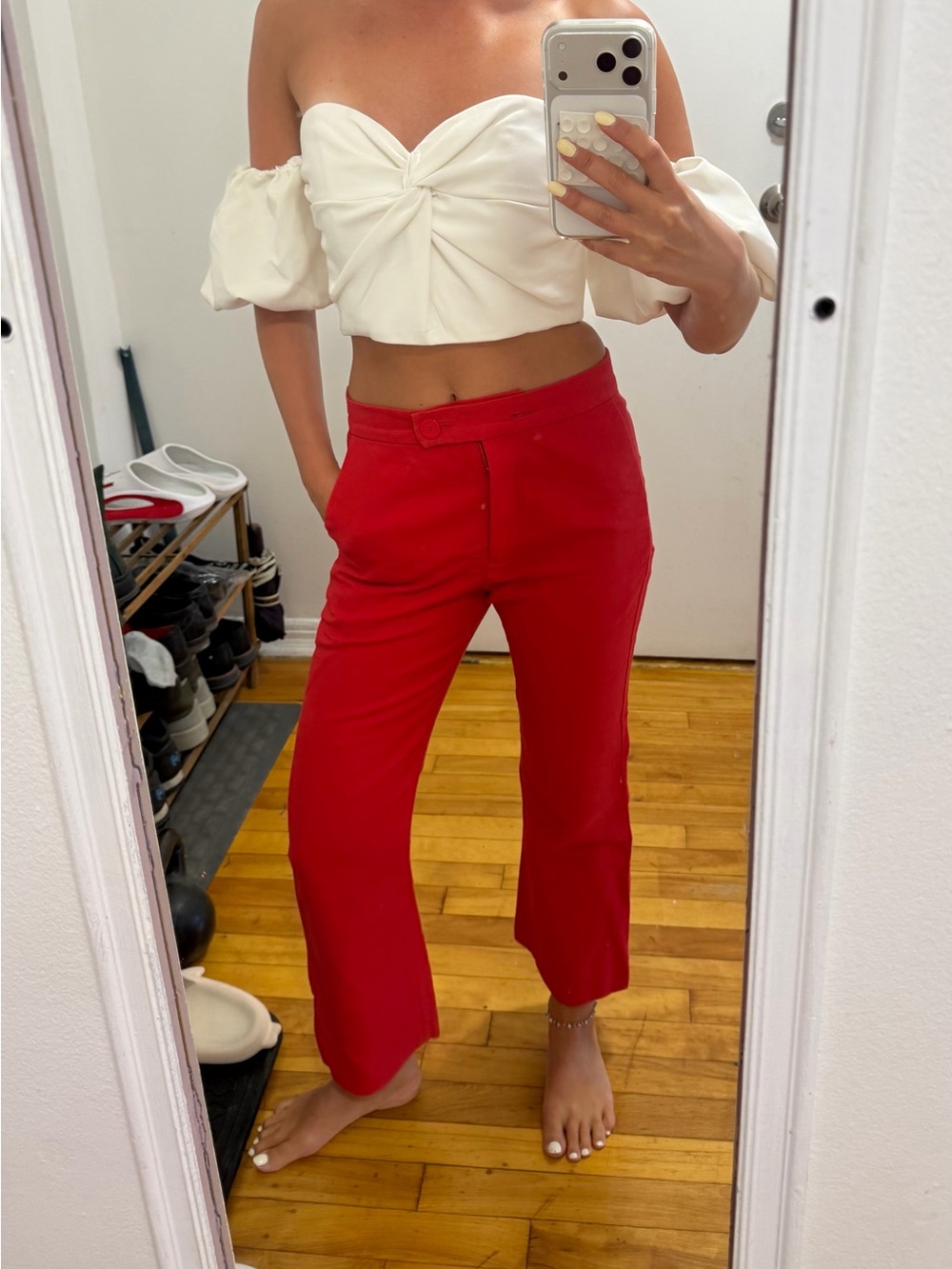 Sandro Red Straight-Leg Pants